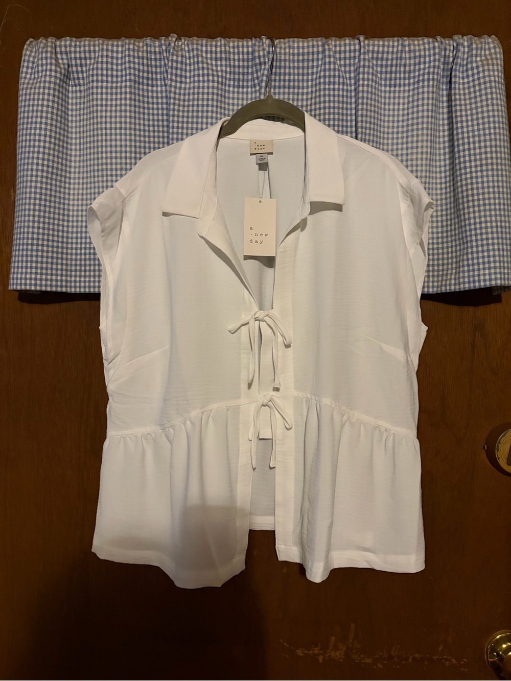 a new day White Tie-Front Peplum Tunic